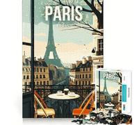 Rompecabezas de 1000 Piezas para Adultos con Vista al balcón de París y la Torre Eiffel Corte Juego para concentrarse Regalo Ideal para Jugar tranquilamente cumpleaños
