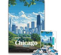 Rompecabezas de 1000 Piezas para Adultos con Vista del Horizonte de Chicago, Juego Educativo Familiar, Ideas de Regalo educativas, 38x52cm (1000 Piezas)