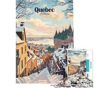Rompecabezas de 1000 Piezas para Adultos con Vista Invernal de la Ciudad de Quebec Juego desafiante Juguete Educativo decoración de Pared Excelentes Regalos y Juguetes (tamaño 38x26cm)