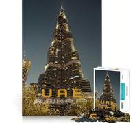 Rompecabezas de 1000 Piezas para Adultos con Vista Nocturna del Burj Khalifa,diseño Elegante y Funcional,Ideal para Construir y Jugar, cumpleaños (38x52cm)