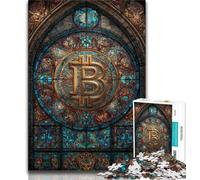 Rompecabezas de 1000 Piezas para Adultos con vitrales de Bitcoin Ideal para Adultos y Adolescentes Juego Educativo y desafiante para Hombres y Mujeres 38x26cm