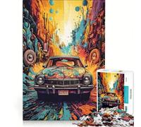 Rompecabezas de 1000 Piezas para Adultos Conducción de Coches psicodélicos Juguetes de Bricolaje Montaje de Patrones colección de Artistas Bellas Artes 38x52cm