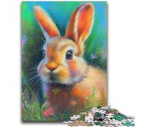 Rompecabezas de 1000 Piezas para Adultos, Conejito Entre Flores, para Adolescentes, un desafío difícil para aliviar el estrés, un Regalo de Amigo Secreto (50x75cm)