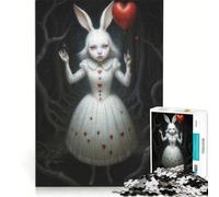 Rompecabezas de 1000 Piezas para Adultos Conejo Blanco con Globo en Forma de corazón Inspirado en Alicia en el País de Las Maravillas Juguete Educativo para Relajarse intelectualmente colección