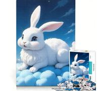 Rompecabezas de 1000 Piezas para Adultos Conejo Blanco en una Nube Juego Educativo para Relajarse intelectualmente Regalo Ideal para los Amantes de los Juegos 50x75cm