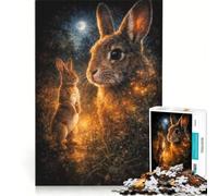 Rompecabezas de 1000 Piezas para Adultos Conejo Bosque Luminoso Vida Silvestre Juegos de relajación Montaje de Patrones Lista de Deseos con Papá Noel 38x26cm