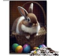 Rompecabezas de 1000 Piezas para Adultos, Conejo de Pascua, Animal de Madera, Actividad Divertida para el hogar, 50x75cm, decoración artística DIY, Regalo de cumpleaños