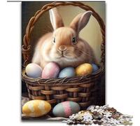 Rompecabezas de 1000 Piezas para Adultos, Conejo de Pascua, Animal de Madera, decoración artística DIY Perfecta o Regalo de cumpleaños, 50x75cm para cumpleaños, festividades y Ocasiones Especiales
