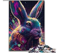 Rompecabezas de 1000 Piezas para Adultos, Conejo de Pascua Colorido de Madera, Mayores de 14 años, 50x75cm, desafiante y entretenido, Actividad Familiar