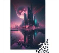 Rompecabezas de 1000 Piezas para Adultos: Construcción de una Ciudad futurista. Rompecabezas de Papel Amigos y Familiares. 38 x 26 cm / 1000 Piezas.