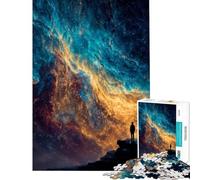 Rompecabezas de 1000 Piezas para Adultos Contemplación Cósmica ︰ Silueta bajo una Nebulosa Rompecabezas para Adultos Juegos Divertidos para aliviar el estrés difíciles y desafiantes (tamaño 38x26cm)