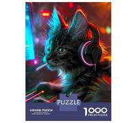 Rompecabezas De 1000 Piezas para Adultos Cool Cat Gamer Rompecabezas para Adultos Juguetes Antiestrés Análisis Y Lógica Desafiante De Completar 52x38cm/1000pcs