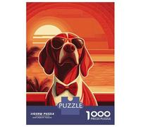 Rompecabezas De 1000 Piezas para Adultos Cool Dog Sunset Rompecabezas para Adultos Juegos Divertidos Decoración De Pared Cumpleaños Y Navidad 38x26cm/1000pcs