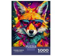 Rompecabezas De 1000 Piezas para Adultos Cool Fox in Sunglasses Rompecabezas Juguetes Antiestrés Decoración del Hogar Difícil Y Desafiante 52x38cm/1000pcs