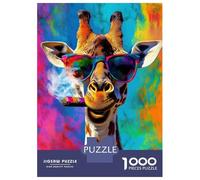 Rompecabezas De 1000 Piezas para Adultos Cool Giraffe with Cigar Rompecabezas para Adultos Juguetes DIY Regalos para Mujeres Cumpleaños Y Navidad 38x26cm/1000pcs