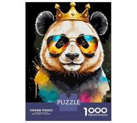 Rompecabezas De 1000 Piezas para Adultos Cool Panda King with Sunglasses Rompecabezas para Adultos Juegos Familiares Patrón De Montaje 70x50cm/1000pcs