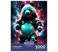 Rompecabezas De 1000 Piezas para Adultos Cool Panda Neon Light Art Rompecabezas para Adultos Juguete Decoración De Pared para La Diversión Familiar 38x26cm/1000pcs