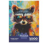 Rompecabezas De 1000 Piezas para Adultos Cool Raccoon in Sunglasses Rompecabezas para Adultos Juguetes Antiestrés Pero Divertido Y Humorístico 38x26cm/1000pcs