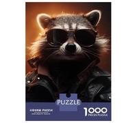 Rompecabezas De 1000 Piezas para Adultos Cool Raccoon Sunglasses Rompecabezas para Adultos Juegos De Relajación Una Obra De Arte Regalos para Amigos Y Familiares 52x38cm/1000pcs