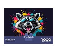 Rompecabezas De 1000 Piezas para Adultos Cool Raccoon with Sunglasses Rompecabezas para Adultos Juegos De Relajación Una Obra De Arte Regalos para Amigos Y Familiares 52x38cm/1000pcs