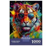 Rompecabezas De 1000 Piezas para Adultos Cool Tiger in Sunglasses Rompecabezas para Adultos Juegos De Relajación Regalo De Cumpleaños Interacción Entre Padres E Hijos 38x26cm/1000pcs