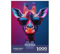 Rompecabezas De 1000 Piezas para Adultos Cool Vibrant Neon Giraffe Portrait Rompecabezas para Adultos Juegos Divertidos Análisis Y Lógica Oferta como Regalos para Toda La Familia 38x26cm/1000pcs