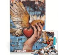 Rompecabezas de 1000 Piezas para Adultos Corazón Alado en una Mano Un Juego Divertido y desafiante para completar Que fomenta el Amor Entre Parejas 38x26cm