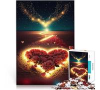 Rompecabezas de 1000 Piezas para Adultos Corazón en la Playa Entrena tu Cerebro y Tus Manos Juego Educativo para cumpleaños y Navidad. 52x38cm