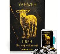 Rompecabezas de 1000 Piezas para Adultos Cordero de Dios, Yahvé Jireh, Juego Interactivo, decoración de Pared, Apto para decoración de Escritorio 38x26cm