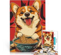 Rompecabezas de 1000 Piezas para Adultos Corgi Comiendo Ramen para el Juguete de desafío de Juego Educativo Una Obra de Arte 50x70cm