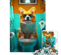 Rompecabezas de 1000 Piezas para Adultos Corgi Leyendo en el Inodoro Juego práctico y Educativo Juguete Ideal para Regalar y divertirse en Familia (tamaño 38x52cm)