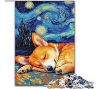 Rompecabezas de 1000 Piezas para Adultos Corgi Night Sky de Madera, cumpleaños, Navidad y Halloween, 50x75cm, decoración artística DIY, Regalo de cumpleaños