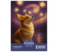 Rompecabezas De 1000 Piezas para Adultos Corgi Starry Night Painting Rompecabezas para Adultos Juegos Familiares Desafío Difícil para Cumpleaños, Navidad 70x50cm/1000pcs