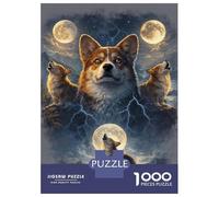 Rompecabezas De 1000 Piezas para Adultos Corgis Howling at The Moon Rompecabezas para Adultos Juguetes Antiestrés Pero Divertido Y Humorístico 52x38cm/1000pcs