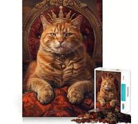 Rompecabezas de 1000 Piezas para Adultos Corona de Reina Gata,Trono,Corte sin Costuras,Juego de resolución de Problemas,Juguete Casual,Escena navideña (38x26cm)