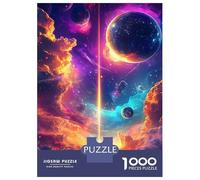 Rompecabezas De 1000 Piezas para Adultos Cosmic Beam Neon Space Planets Clouds Nature Rompecabezas para Adultos Juego De Ingenio Desafío Difícil Desafiante De Completar 38x26cm/1000pcs