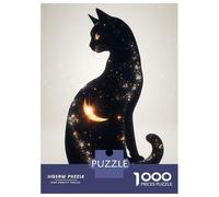 Rompecabezas De 1000 Piezas para Adultos Cosmic Cat Silhouette Rompecabezas para Adultos Juego De Ingenio Decoración Perfecta Regalos De Cumpleaños Y Únicos 70x50cm/1000pcs