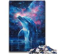 Rompecabezas de 1000 Piezas para Adultos Cosmic Dolphin, 1000 Piezas para Adolescentes, con póster y Hoja de Trivia a Juego para Mayores de 14 años (38x26cm)