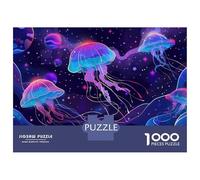 Rompecabezas De 1000 Piezas para Adultos Cosmic Neon Jellyfish Rompecabezas Juegos Divertidos Vacaciones En Casa Matar El Tiempo Cumpleaños Y Navidad 52x38cm/1000pcs