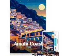 Rompecabezas de 1000 Piezas para Adultos Costa Amalfitana,Italia,de Noche Diseño de Corte preciso Divertido Juego Mental Regalo Ideal para Relajarse y divertirse Regalo de cumpleaños (38x52cm)