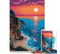 Rompecabezas de 1000 Piezas para Adultos,Costa de California,Pixel Art,Juego de ingenio,Regalo Divertido,Juego Relajante,Regalo de Ocio navideño (38x26cm)