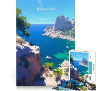 Rompecabezas de 1000 Piezas para Adultos Costa de Marsella,diseño de Bordes precisos,Juego de lógica,diversión y Entretenimiento Regalo Ideal para el Tiempo Libre (38x26cm)