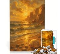 Rompecabezas de 1000 Piezas para Adultos Costa Dorada con Concha Marina, Juego Imposible, desafiante de completar, 38x26cm
