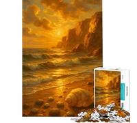 Rompecabezas de 1000 Piezas para Adultos Costa Dorada con Conchas Marinas Diseño difícil y desafiante Juego práctico de Montaje Apto para Mayores de 14 años 38x52cm