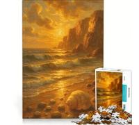 Rompecabezas de 1000 Piezas para Adultos Costa Dorada con Conchas Marinas, Juguetes para armar, Mejora la Memoria, cumpleaños y Navidad 38x52cm