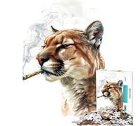 Rompecabezas de 1000 Piezas para Adultos Cougar fumando Cannabis Juego Educativo desafío Juguete Juego práctico decoración para el hogar Regalos de Amigo Invisible (tamaño 50x75cm)