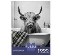 Rompecabezas De 1000 Piezas para Adultos Cow on The Bathroom Rompecabezas para Adultos: Análisis Práctico del Juego Y Lógica, Toda La Familia 38x26cm/1000pcs