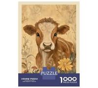 Rompecabezas De 1000 Piezas para Adultos Cow William Morris Floral Farm Rompecabezas para Adolescentes Juguete Decoración De Pared Alivio del Estrés 70x50cm/1000pcs