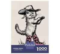 Rompecabezas De 1000 Piezas para Adultos Cowgirl Boot Kitten Cat Rompecabezas para Adultos Juegos Divertidos Desafío Difícil Interacción Entre Padres E Hijos 70x50cm/1000pcs