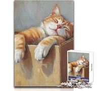 Rompecabezas de 1000 Piezas para Adultos Cozy Cat Nap Box, Divertido Juego Educativo de Actividades de Aprendizaje, Cualquier ocasión, tamaño 38x52cm
